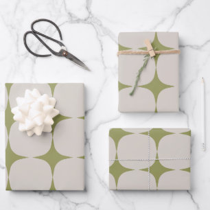 Feuille De Papier Cadeau Simple motif vert sauge moderne du milieu du siècl