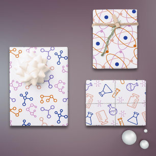 Feuille De Papier Cadeau Simple Science Molecules Motif de laboratoire