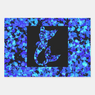Feuille De Papier Cadeau Sirène bleue peinture éclaboussée