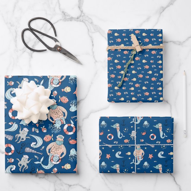 Feuille De Papier Cadeau Sirène lunaire (Recto)