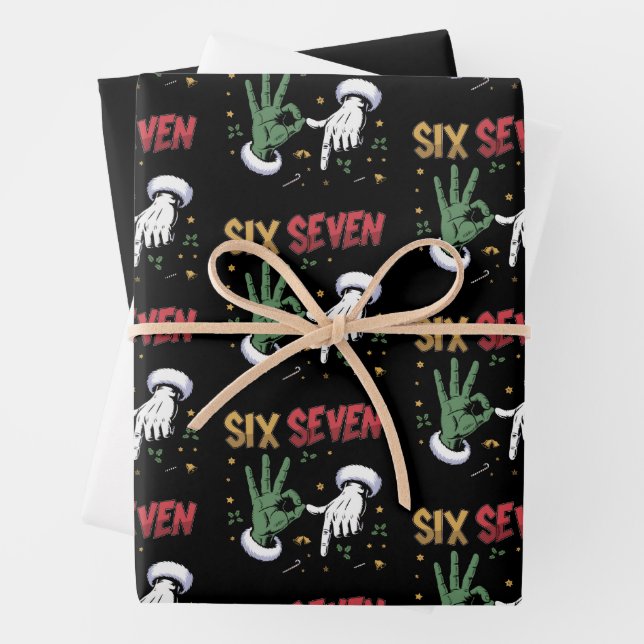 Feuille De Papier Cadeau Six Seven Meme Funny Mean Guy Christmas Viral 6 7  (En situation)