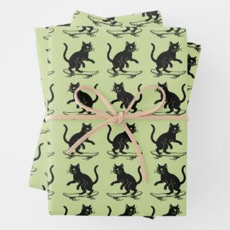Feuille De Papier Cadeau Skateboarding Cat 