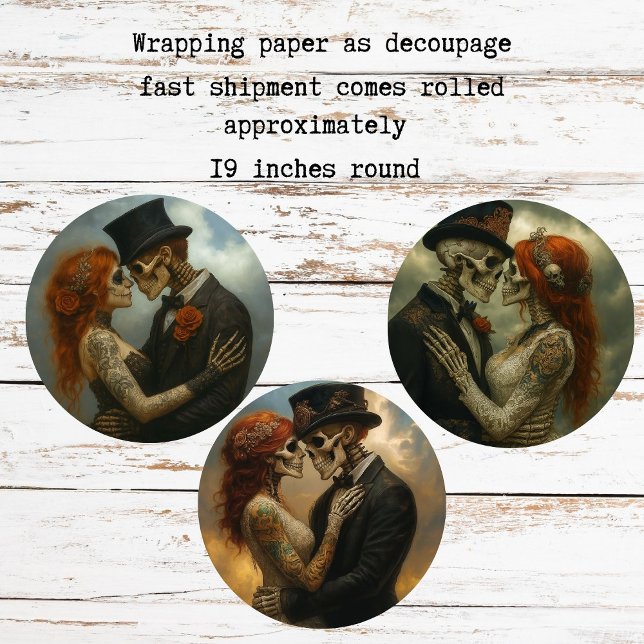 Feuille De Papier Cadeau Skeleton Wedding Couple Decoupage Paper   (Créateur téléchargé)
