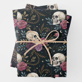Feuille De Papier Cadeau Skulls & Roses Wrapping Paper