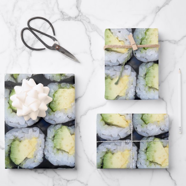 Feuille De Papier Cadeau Slices de sushi sur un plateau photo (Recto)
