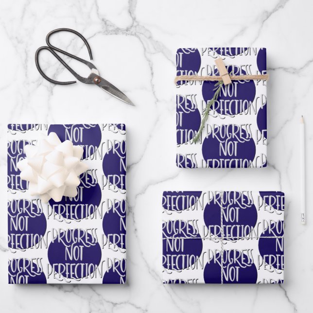Feuille De Papier Cadeau Slogan de progrès et non de perfection (Recto)