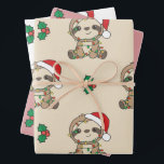 Feuille De Papier Cadeau Sloth Christmas Winter Animaux Fêtes<br><div class="desc">Le Sloth à Noël avec des lumières de fées. Animaux amusants avec des cadeaux et de la neige pour les vacances. Un doux salut de Noël. Les fentes sont des animaux mignons et parfaits pour Noël.</div>