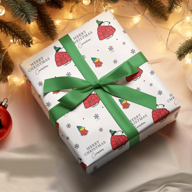 Feuille De Papier Cadeau Snoopy & Woodstock Puffy Red Winter Jacket (Wrapping paper on gift)