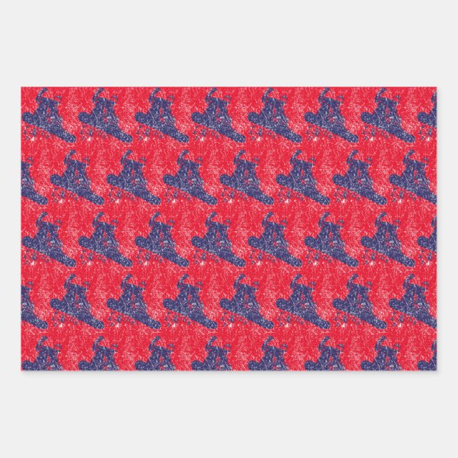 Feuille De Papier Cadeau Snowboardeur haut sur une pente (Devant)