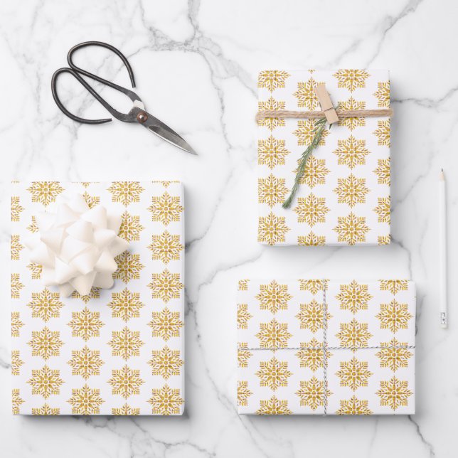 Feuille De Papier Cadeau Snowflake Plaid Pattern Yellow (Recto)