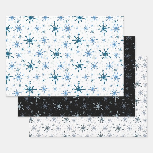 Feuille De Papier Cadeau Snowflake Simple Motif Cadeau d'hiver Dons 3 (Lot)