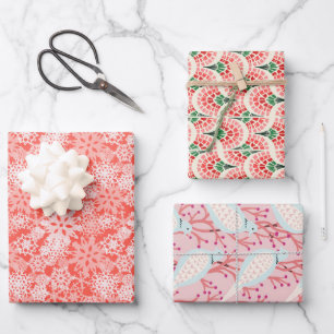 Feuille De Papier Cadeau Snowflakes et tourterelles set d'enveloppement de