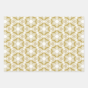Feuille De Papier Cadeau Snowflakes Gold de Noël Motif de luxe Jaune