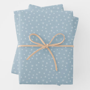 Feuille De Papier Cadeau Snowflakes hiver Ice Blue Retro Inspiré