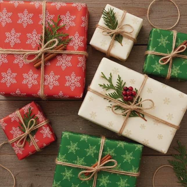 Feuille De Papier Cadeau Snowflakes Homespun Motif Noël (Créateur téléchargé)