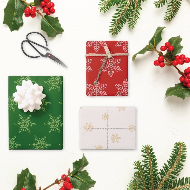 Feuille De Papier Cadeau Snowflakes Homespun Motif Noël (Créateur téléchargé)