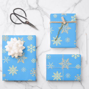 Feuille De Papier Cadeau Snowflakes Motif sans mer Noël bleu