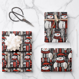 Feuille De Papier Cadeau Snowman