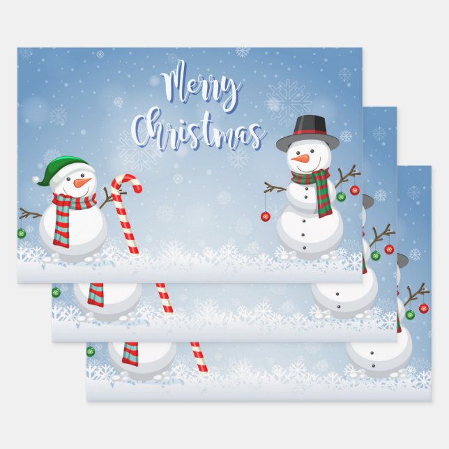 Feuille De Papier Cadeau Snowman (Lot)