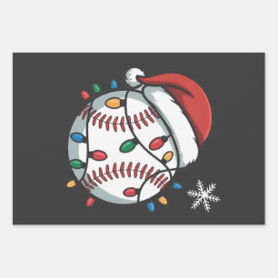 Feuille De Papier Cadeau Snowman Baseball Noël Père Noël Baseball Sport