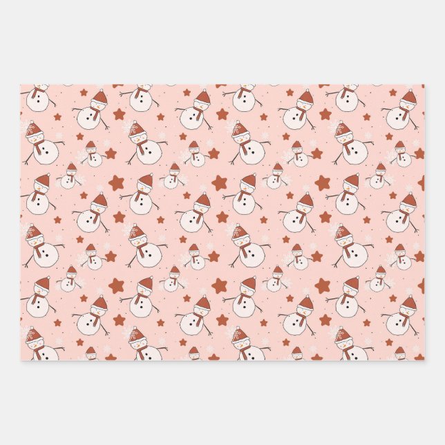 Feuille De Papier Cadeau Snowman Holiday Wrapping Paper (Devant)