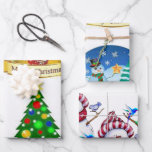 Feuille De Papier Cadeau Snowman Merry Christmas<br><div class="desc">Père Noël Snowman Reindeer</div>