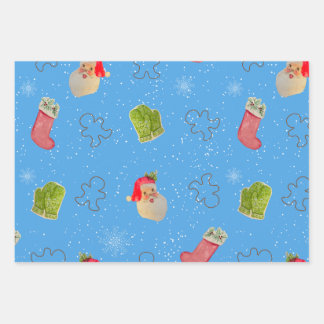 Feuille De Papier Cadeau Snowman, Santa wrapping paper