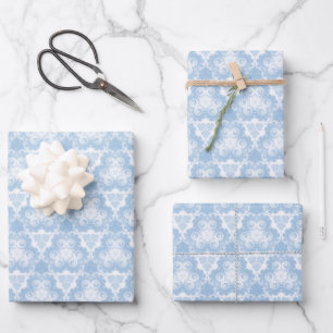 Feuille De Papier Cadeau Snowy Blue Swirl