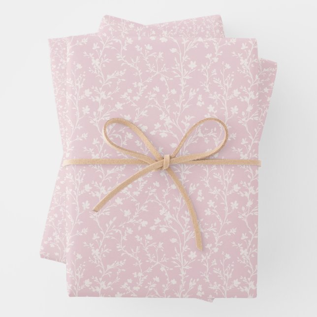 Feuille De Papier Cadeau Soft Meadow Neutral - Rose Pâle (En situation)