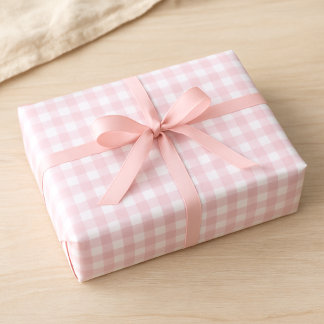 Feuille De Papier Cadeau Soft Pink Gingham Wrapping Paper