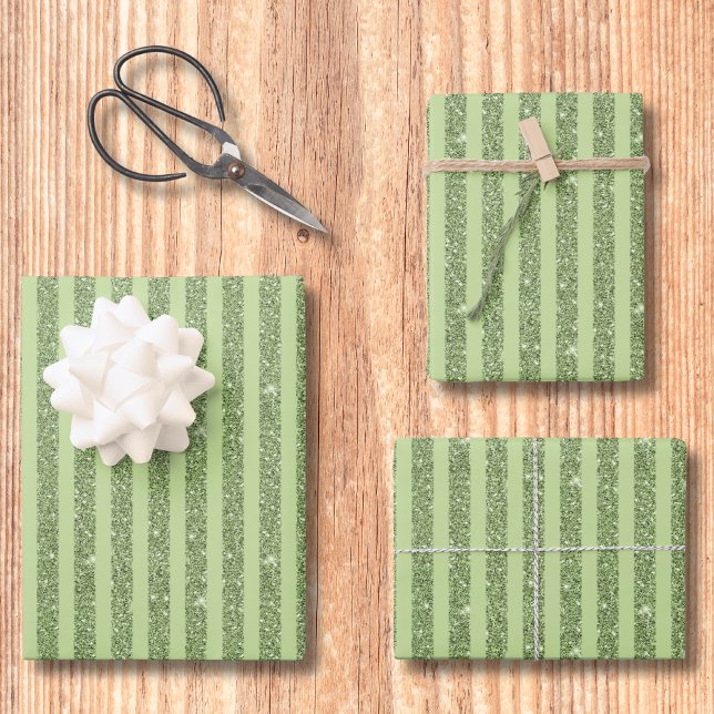 Feuille De Papier Cadeau Soft Pistachio Glitter Style Minimal Pattern (Créateur téléchargé)