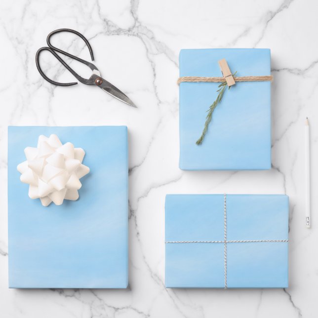 Feuille De Papier Cadeau Soft Sky Blue Minimal Gradient Design (Recto)