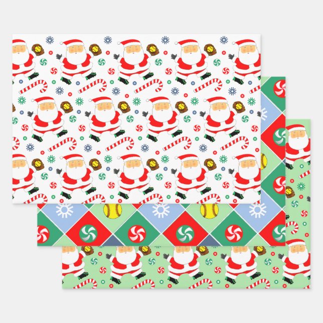 Feuille De Papier Cadeau Softball Holiday Gift Wrapping Paper (Lot)