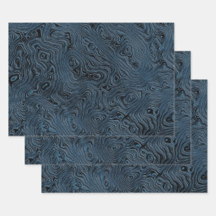 Feuille De Papier Cadeau Soie fausse moirée ondulée bleu sarcelle riche 