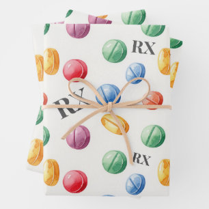 Feuille De Papier Cadeau Soins de santé et pharmacie RX coloré