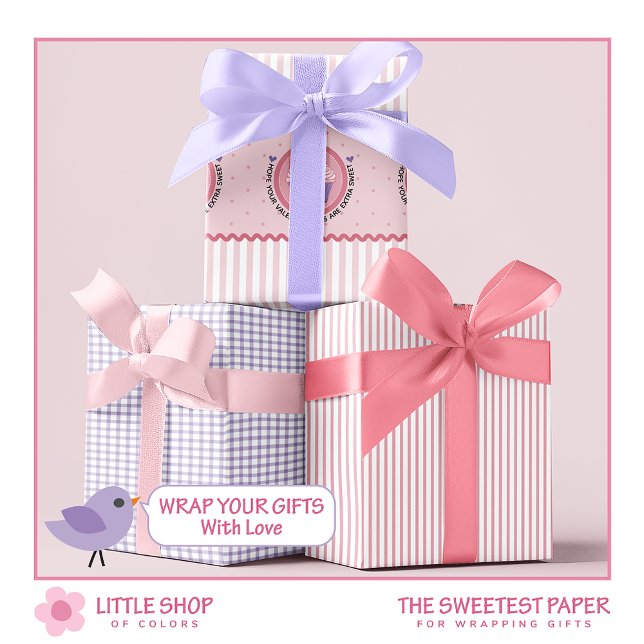 Feuille De Papier Cadeau Soins sucrés Cupcake Valentines Day (Créateur téléchargé)