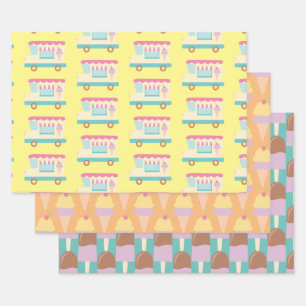 Feuille De Papier Cadeau Soins sucrés Ice Cream Trio
