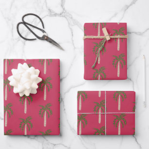 Feuille De Papier Cadeau Soirée au bord de mer Palmiers Rose Mignon PERSONN