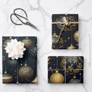 Feuille De Papier Cadeau Soirée étincelante Noël ornemental