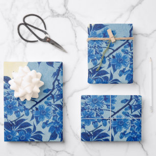 Feuille De Papier Cadeau Soirée Lune Arbre Bleu Lune