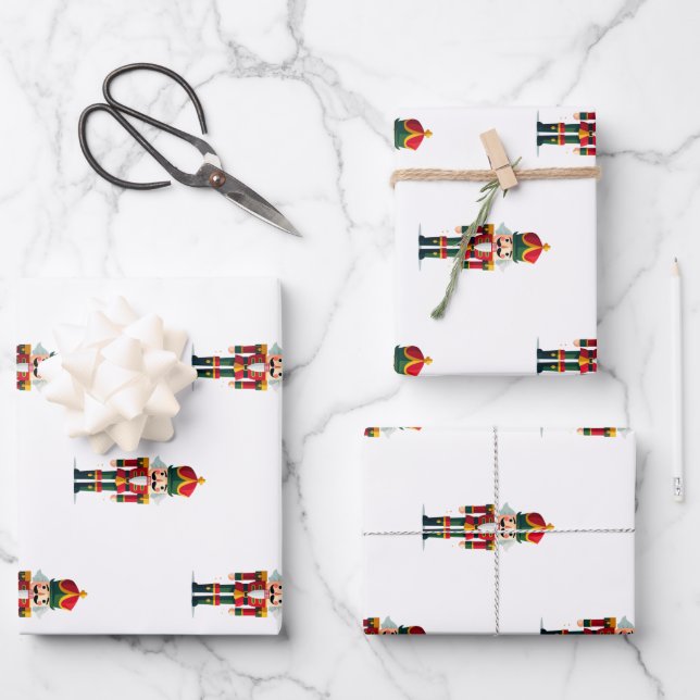 Feuille De Papier Cadeau Soldat casse-noisette (Recto)
