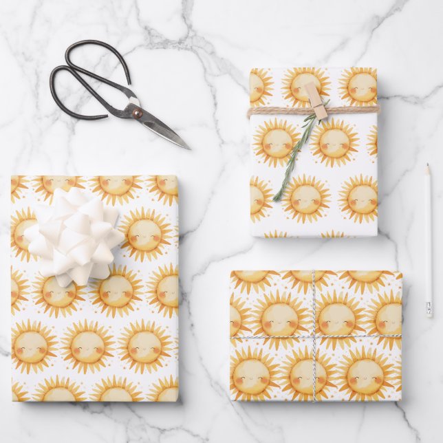 Feuille De Papier Cadeau Soleil d'été (Recto)