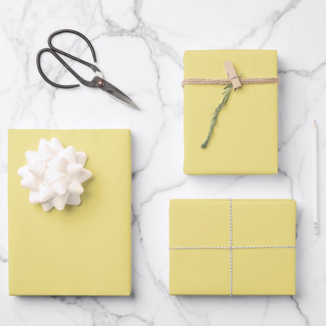 Feuille De Papier Cadeau Solide Pastel Jaune moderne (Recto)