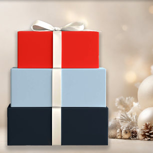 Feuille De Papier Cadeau Solides creux rouges et bleus d'hiver