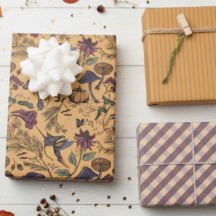 Feuille De Papier Cadeau Sorcière, En vichy et rayures de colibri orange oc