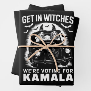 Feuille De Papier Cadeau Sortez nous votons pour Kamala Halloween