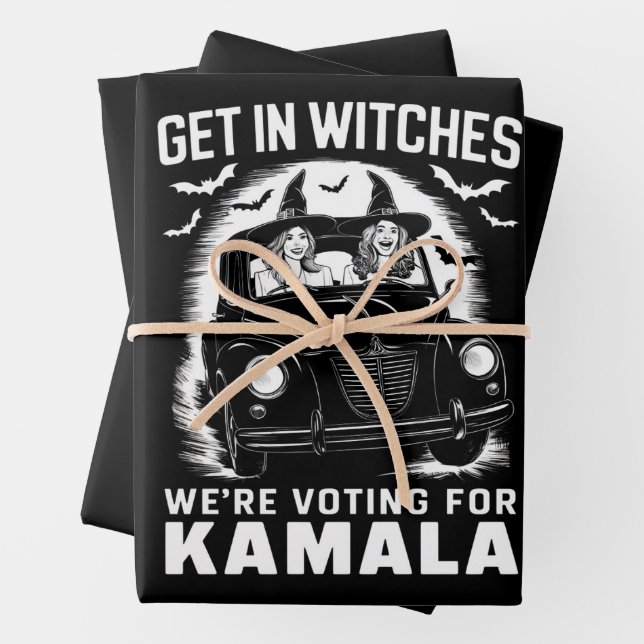 Feuille De Papier Cadeau Sortez nous votons pour Kamala Halloween (En situation)