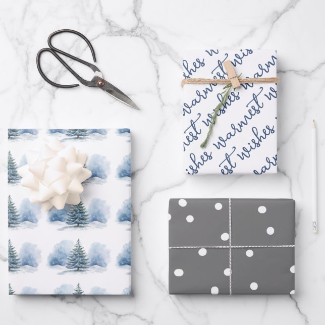 Feuille De Papier Cadeau Souhaits les plus chauds Neige couvert Arbre À feu (Recto)