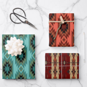 Feuille De Papier Cadeau Southwest Dreams : Un graphique Motif géométrique