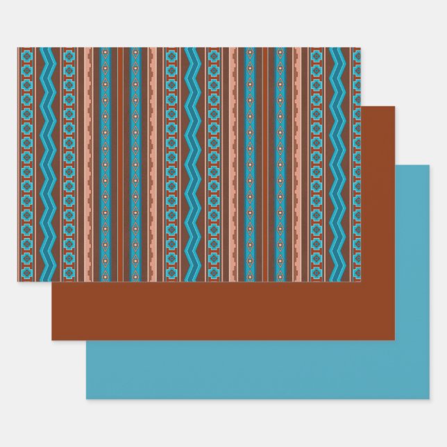 Feuille De Papier Cadeau Southwest Style Geometric Cameron Gorge Design (Lot)